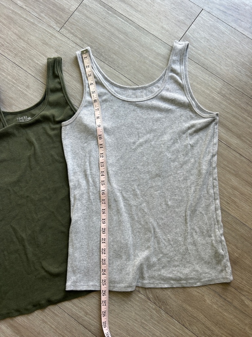 Time and Tru Olive Green & Heather Gray Tank Top Duo - Picture 5 of 6